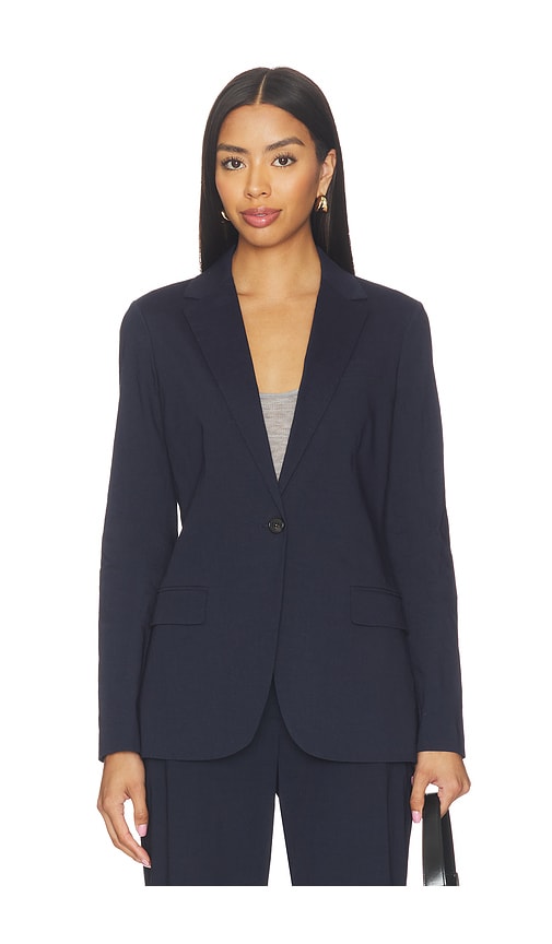 Theory Oversized Cinch Waist Blazer In Mod Silk Twill In Blue
