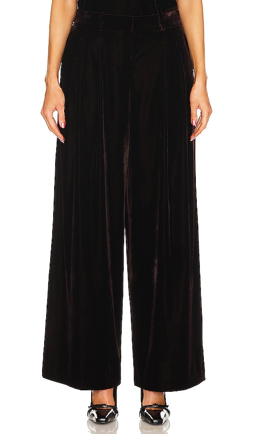 Theory Low Rise Pleated Trouser In Mink