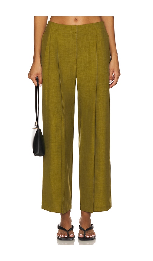 Theory Deep Pleat Pant In Green
