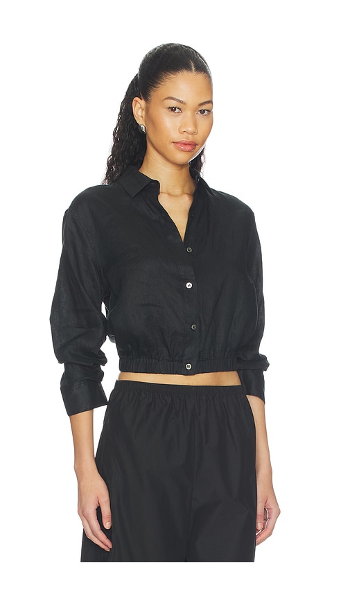 Theory Linen Fixed Sleeve Cropped Shirt | Thumbnail 2