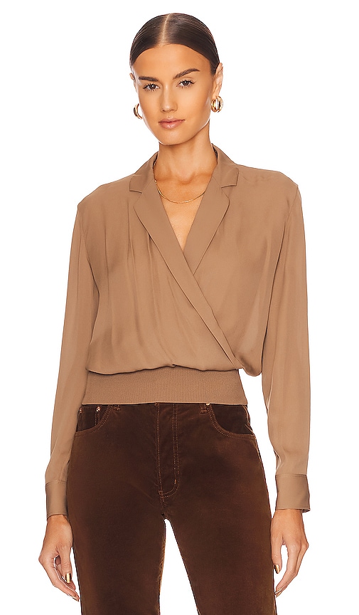 Theory Collared Top in Truffle