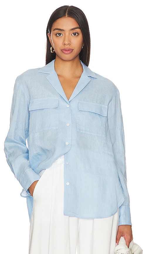 Theory Notched-collar Relaxed Linen Shirt In Dahlia | ModeSens