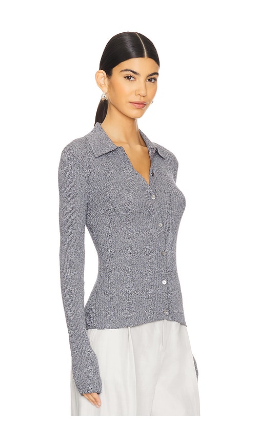 Shop Theory Marl Rib Cardigan In Grey