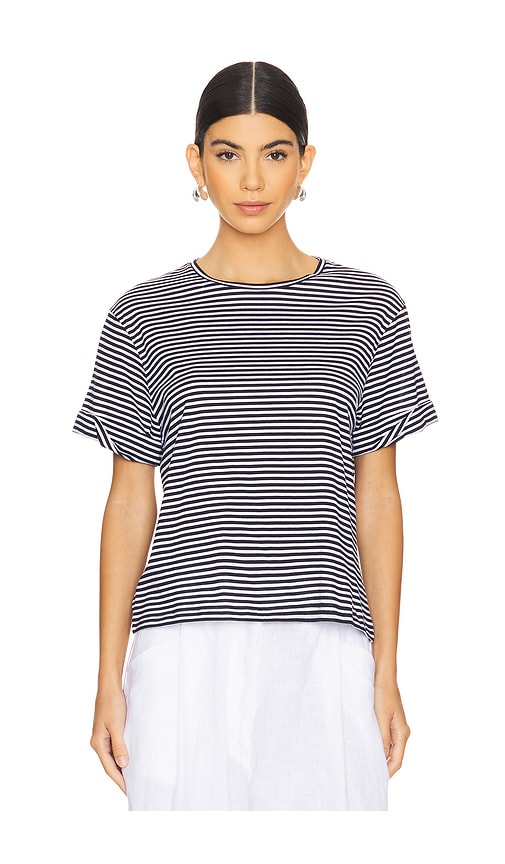 Shop Theory Boxy Rolled Tee In Black