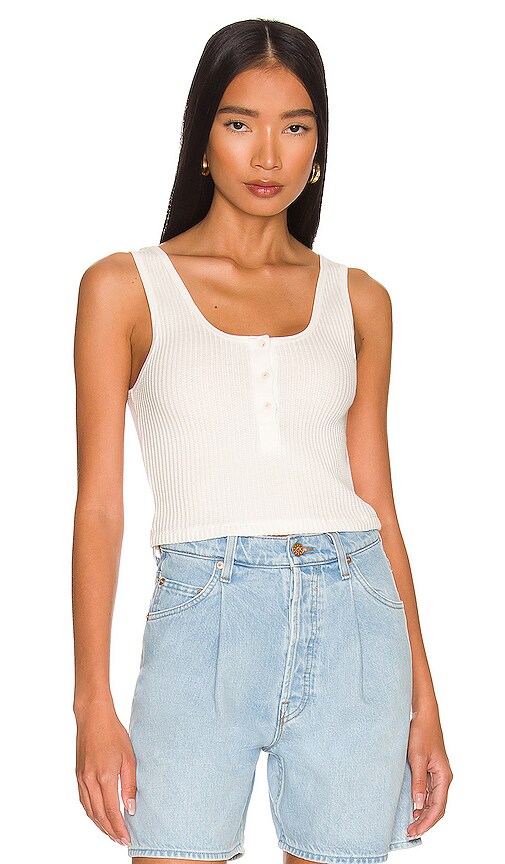 Jumbo Stark Cropped Henley Tank Moss