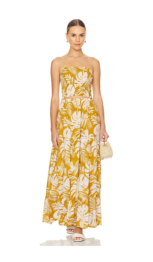 Shop Tiare Hawaii Boracay Maxi Dress In Monstera Gold