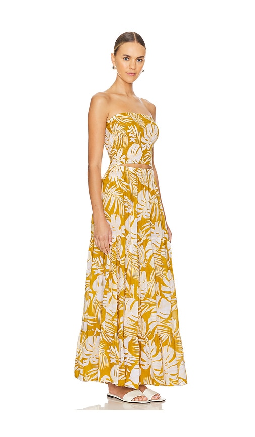 Shop Tiare Hawaii Boracay Maxi Dress In Monstera Gold