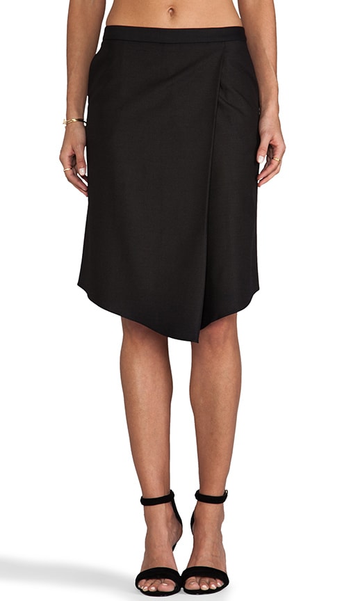 Sharkskin Suiting Draped Skirt