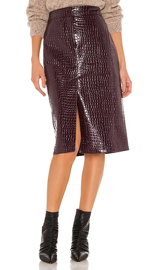 tibi leather midi skirt