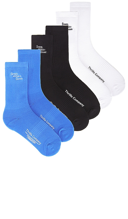 Shop Thrills 3 Pack Sock In White  Black  & Blue Yonder