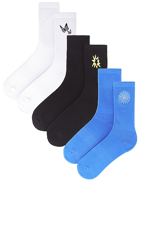 Shop Thrills 3 Pack Sock In White  Black  & Blue Yonder