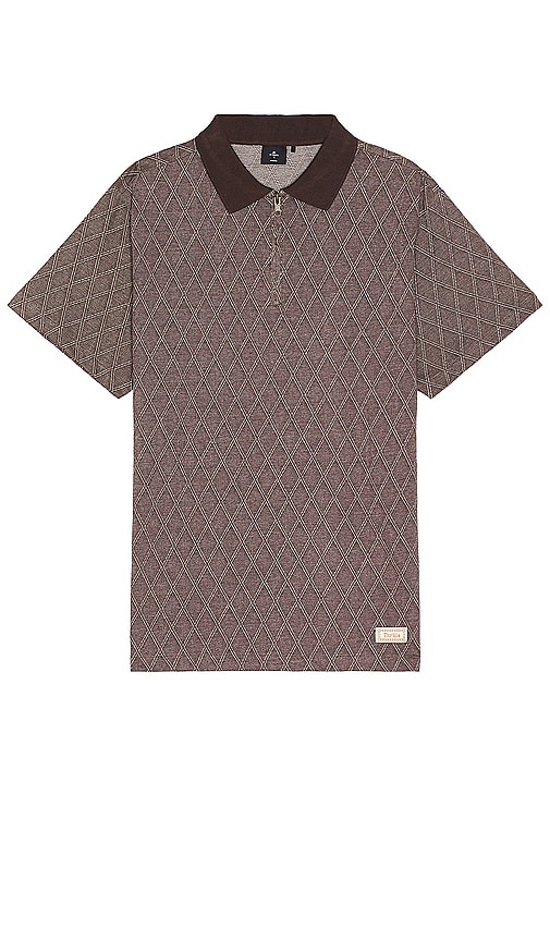 Shop Thrills Linked Quarter Zip Polo Shirt In Chocolate