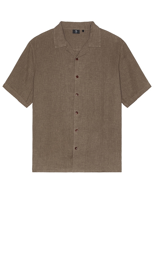 Thrills Hemp Minimal  Bowling Shirt In Metallic Bronze