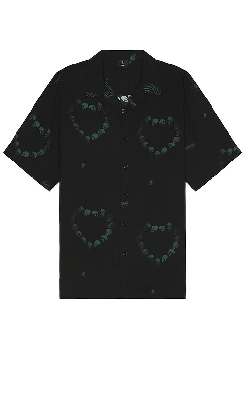 Thrills Controlled Damage Bowling Shirt In Black