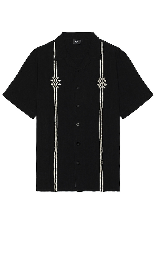 THRILLS Enigma Bowling Shirt in Washed Black