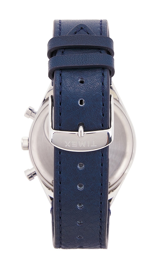 Shop Timex 40mm Leather Strap Watch In 네이비