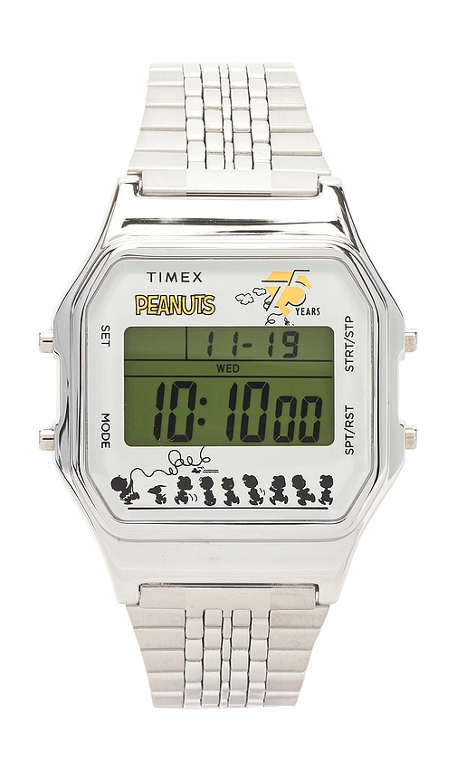 Timex Peanuts 75th Anniversary 34mm Stainless Steel Watch In Metallic