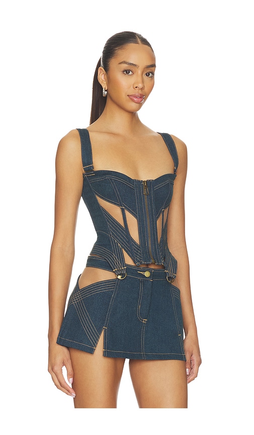  Thistle And Spire Bikini-oberteil Mit Bustier Renegade Denim In Navy. Größe M/l. Also In Xl. 