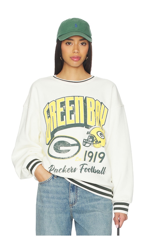The Wild Collective Packers Oversized Baggy Sweatshirt In White