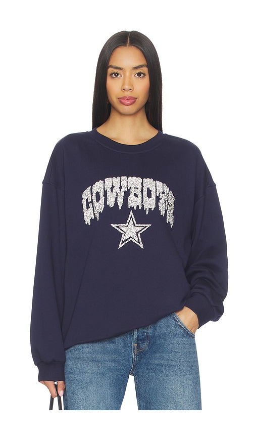 The Wild Collective Cowboys Oversized Crew Pullover With Crystal Rock