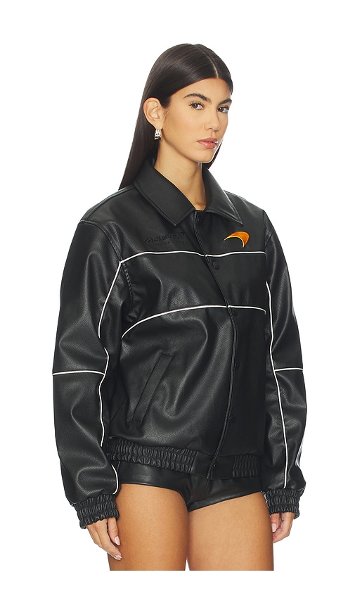 The Wild Collective Mclaren Faux Leather Racing Jacket In Black