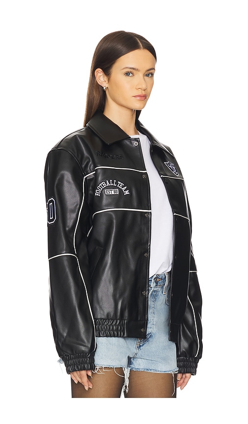 The Wild Collective Raiders Faux Leather Racing Jacket In Black