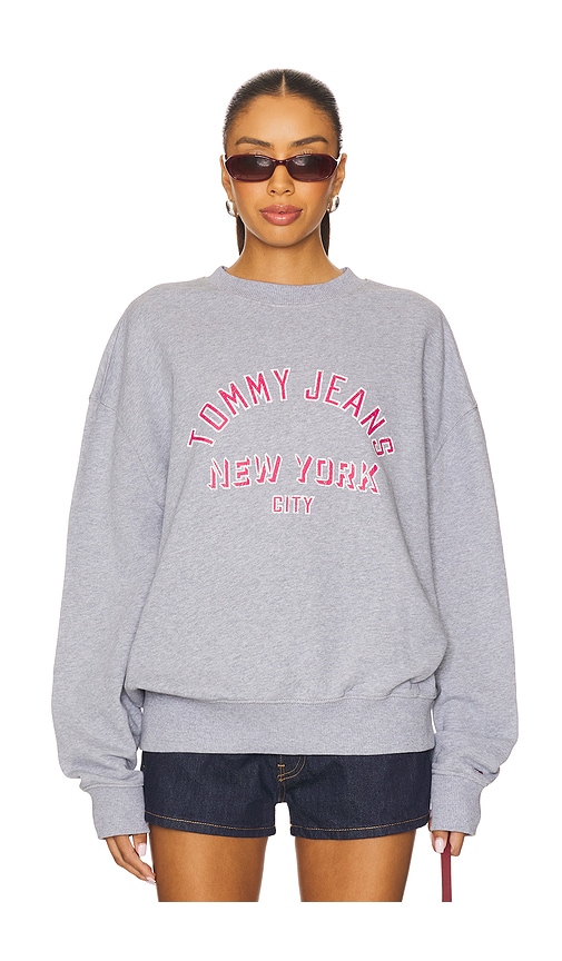 Cropped Overdyed Varsity Crew Sweatshirt in Grey. - size XL/1X (also in L, M, S, XS)