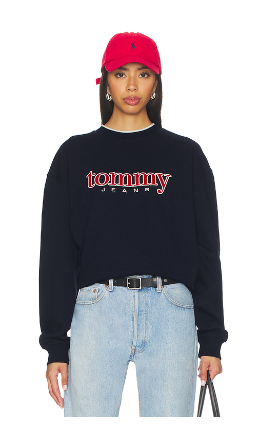Tommy Jeans 90s Texture Graphic Crew Sweatshirt in Dark Night Navy