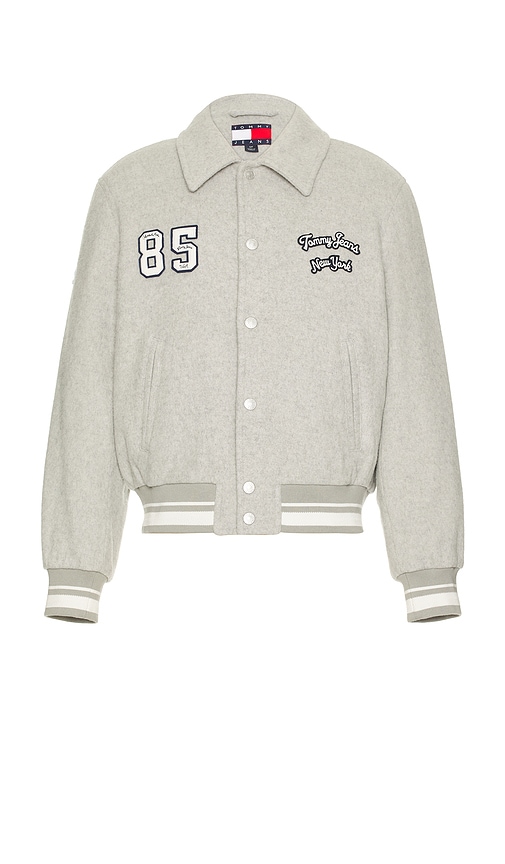 Tommy Jeans Varsity Jacket in Grey Heather | REVOLVE