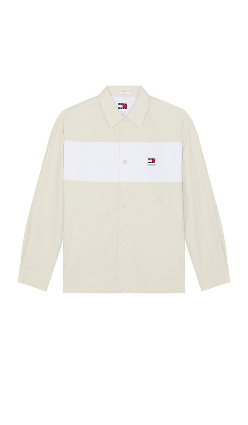 Tommy Jeans Colourblock Nylon Overshirt In 白报纸色