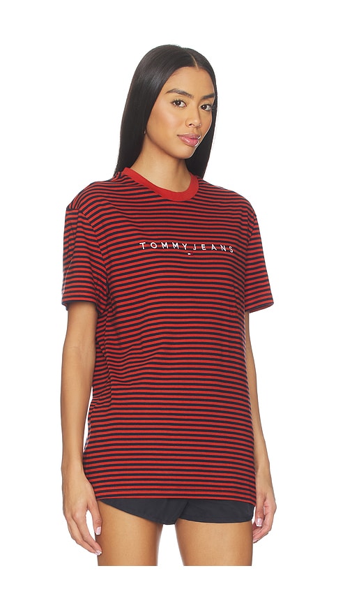 Tommy Jeans Linear Stripe Tee In Red