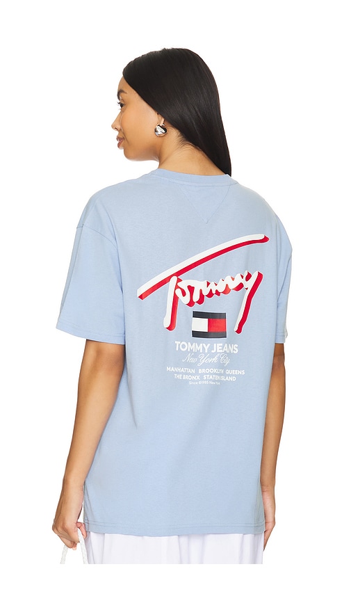 Tommy Jeans Signature Tee In Moderate Blue