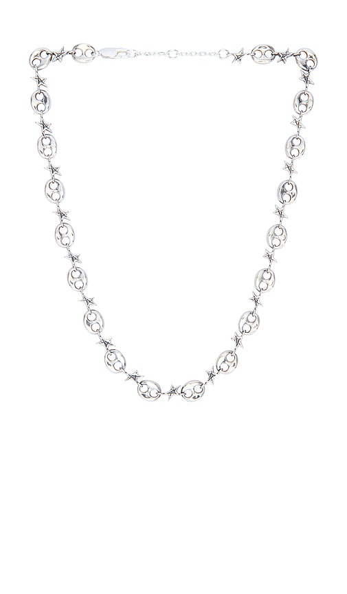 Two Jeys Calabrote Stars XL Necklace in Metallic Silver.