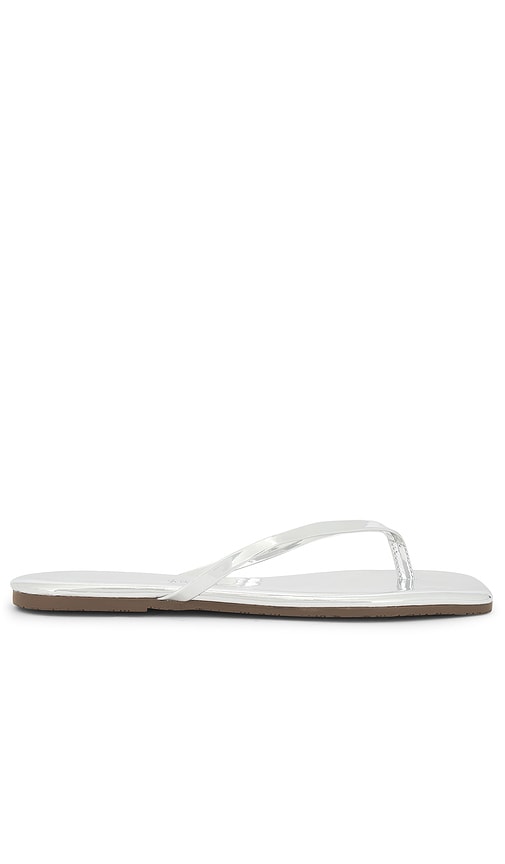 Shop Tkees Lily Square Toe Mirror Flip Flop In 铬合金