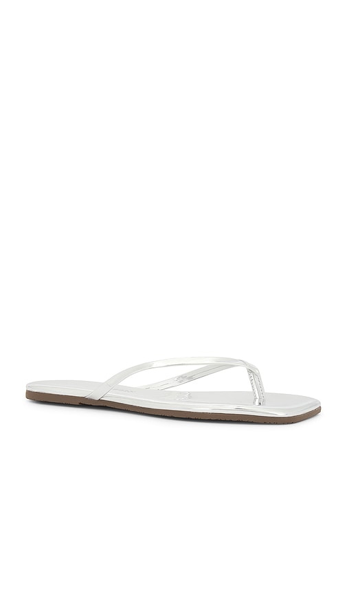 Shop Tkees Lily Square Toe Mirror Flip Flop In 铬合金
