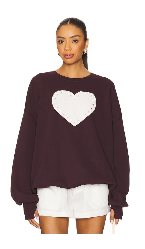 Rhinestone Heart Jump Jumper in Burgundy. - size XS (also in L, M, S, XL)