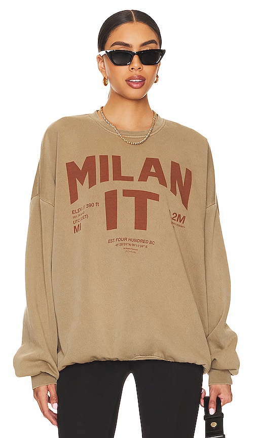 The Laundry Room Welcome To Milan Sweatshirt In Camel Gold