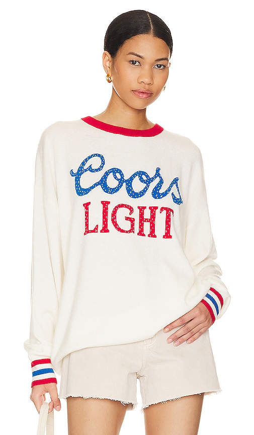 The Laundry Room Coors Light 1980 Cashmere Sweater In White & Red