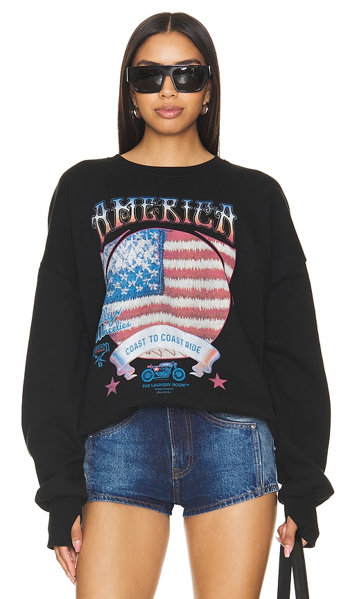 Shop The Laundry Room America Coast To Coast Ride Sweatshirt In Black