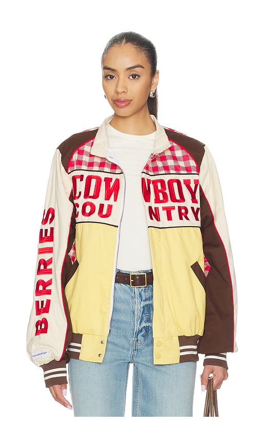  The Laundry Room Blouson Racing Cowboy Country Grown Wild Berries En Cream,red. Taille L. Also En S. 