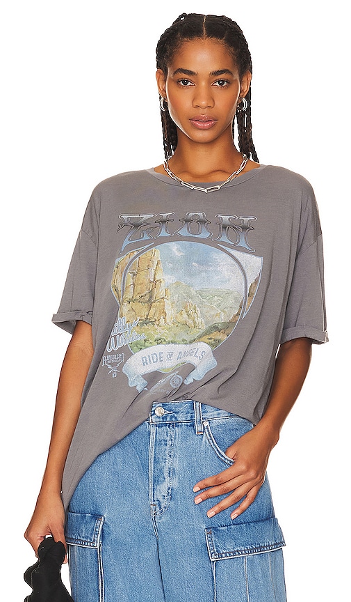 The Laundry Room Zion Ride Oversized Tee In Grey