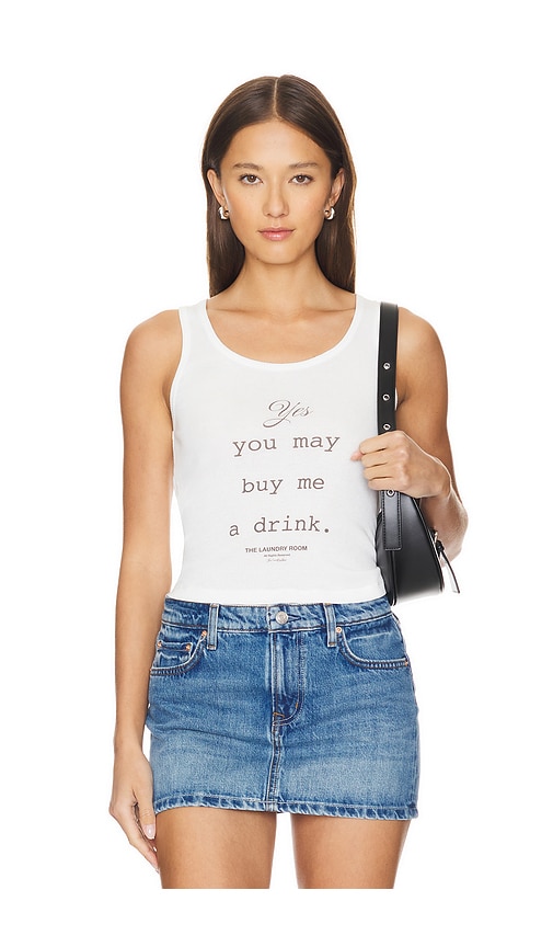 Shop The Laundry Room Buy Me A Drink Ribbed Tank In 白色