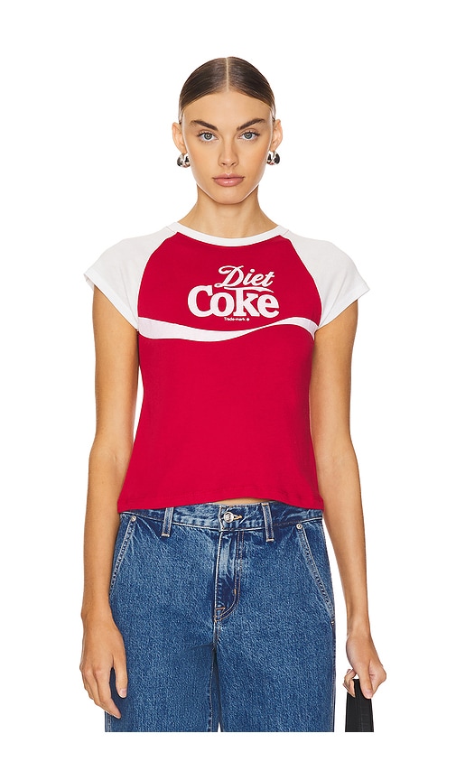 Shop The Laundry Room Diet Coke '94 Raglan Baby Tee In 레드 & 화이트