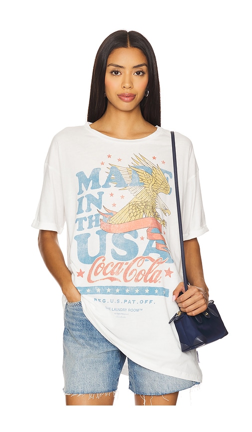 Coca Cola Usa Banner Oversized Tee in White. - size XS (also in L, M, S, XL)