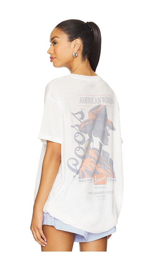 Coors Banquet American Woman Oversized Tee in White. - size XL (also in L, M, S, XS)