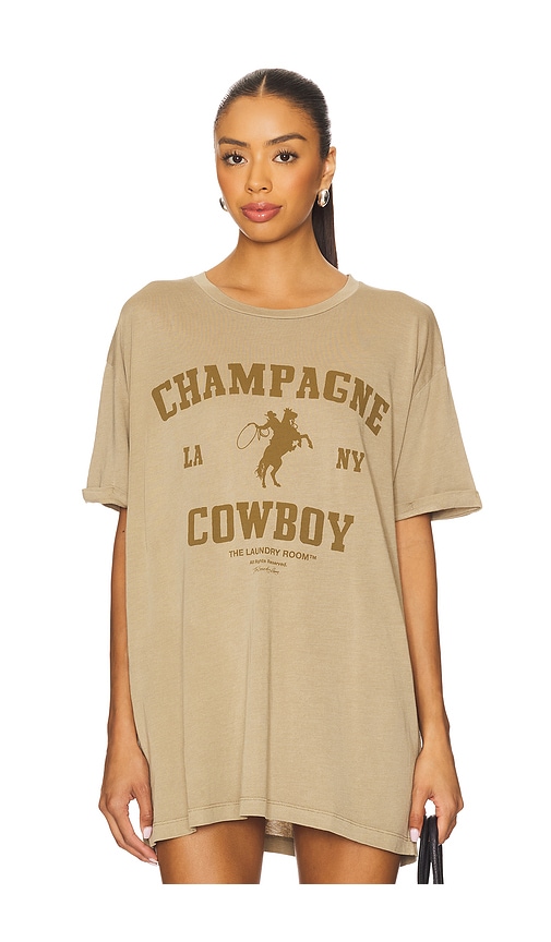 Champagne Cowboy Oversized Tee in Taupe. - size XS (also in L, M, S, XL)