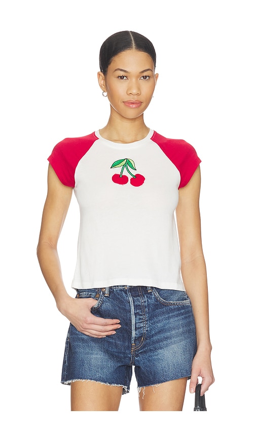The Laundry Room Cherries Embroidery Raglan Baby Tee