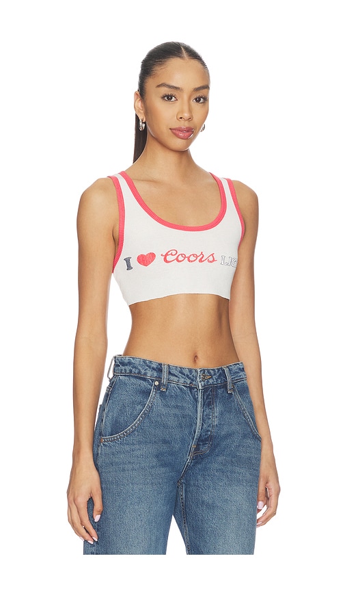  The Laundry Room I Heart Coors Light Super Crop Rib Tank Top En White. Taille L. Also En M, S, Xl, Xs. 