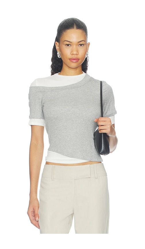 The Line By K Reef  탑 In Heather Grey & White