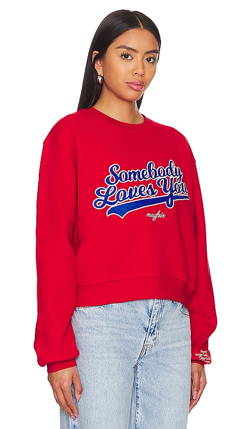 Shop The Mayfair Group Somebody Loves You Sweatshirt In 红色